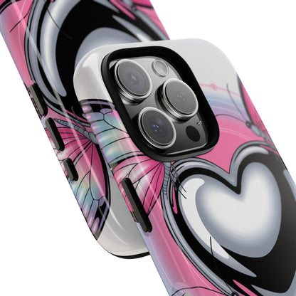 Phone Case - Y2K Aesthetic Chrome Hearts and Butterflies, Cybercore 2000s Vibe