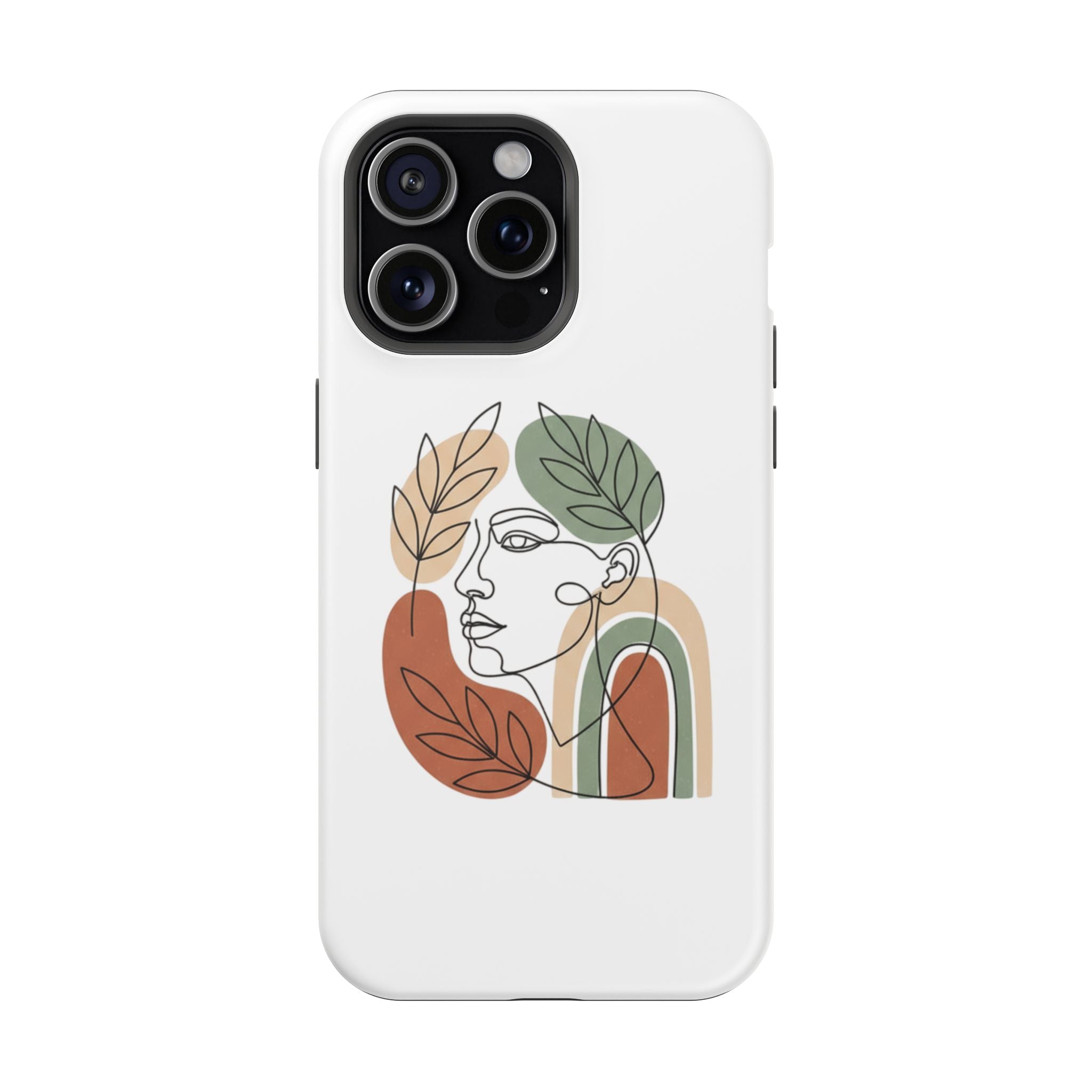 Boho Line-Face Phone Case — Terracotta Sage Minimalist Matte