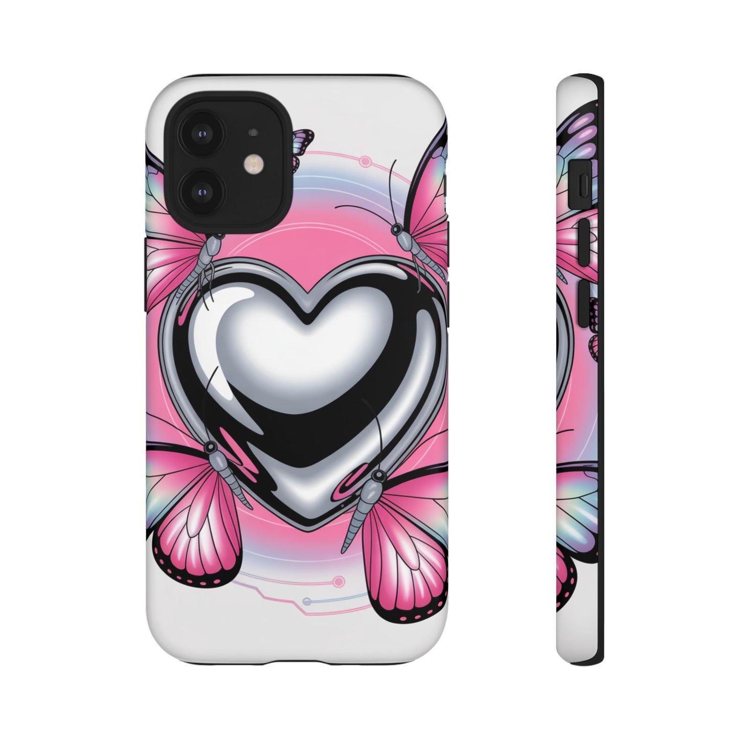 Phone Case - Y2K Aesthetic Chrome Hearts and Butterflies, Cybercore 2000s Vibe