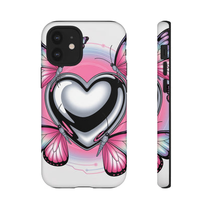 Phone Case - Y2K Aesthetic Chrome Hearts and Butterflies, Cybercore 2000s Vibe