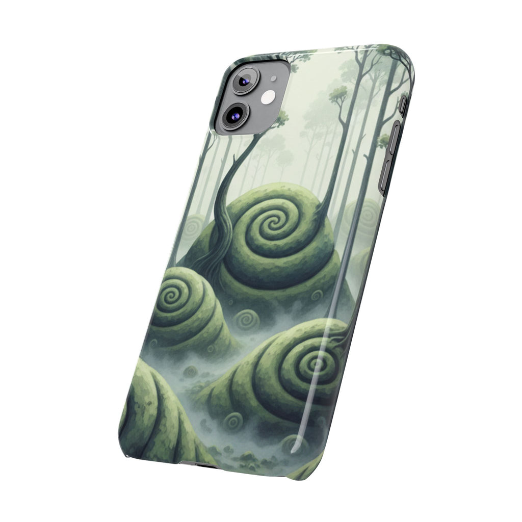 Mystical Forest Slim Phone Case — Dreamy Studio Ghibli‑Style Foggy Hills