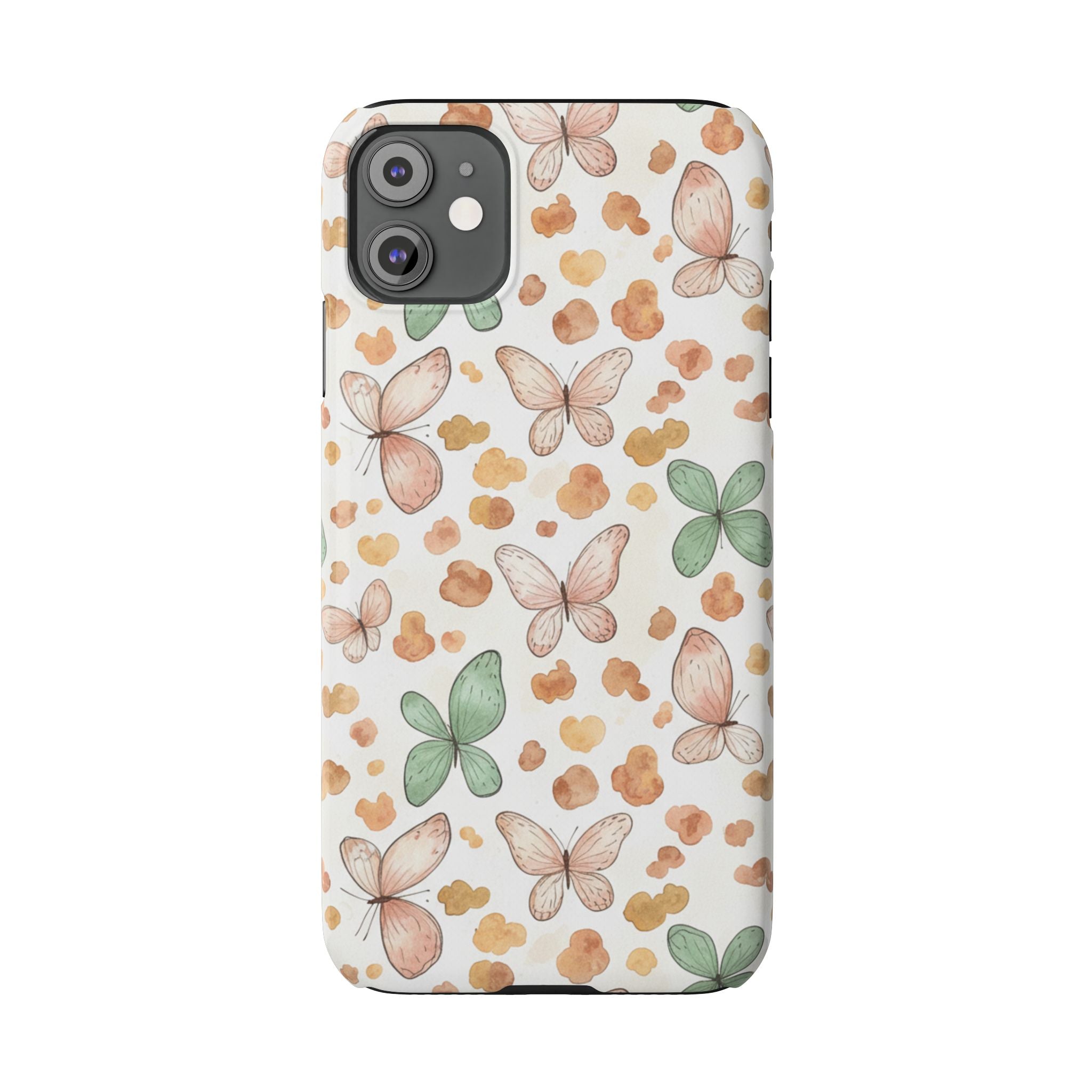 Cottagecore Butterfly & Deer Spots Slim Phone Case — Pastel Watercolor Storybook Pattern