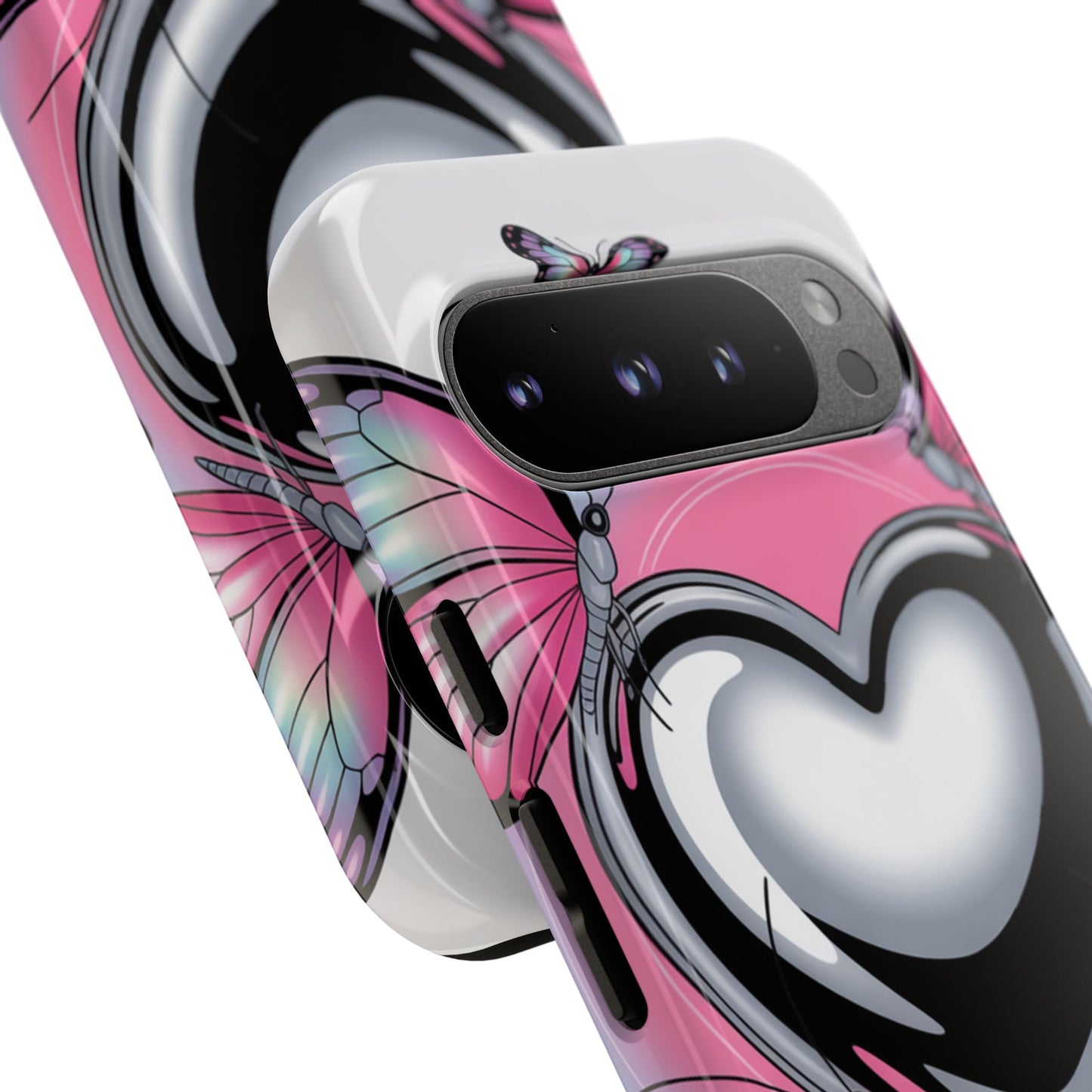 Phone Case - Y2K Aesthetic Chrome Hearts and Butterflies, Cybercore 2000s Vibe