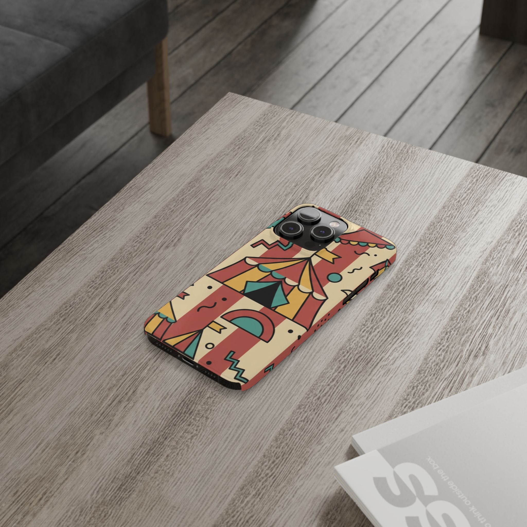 Retro Circus Stripe Slim Phone Case — Vintage 70s Memphis Geometric Design