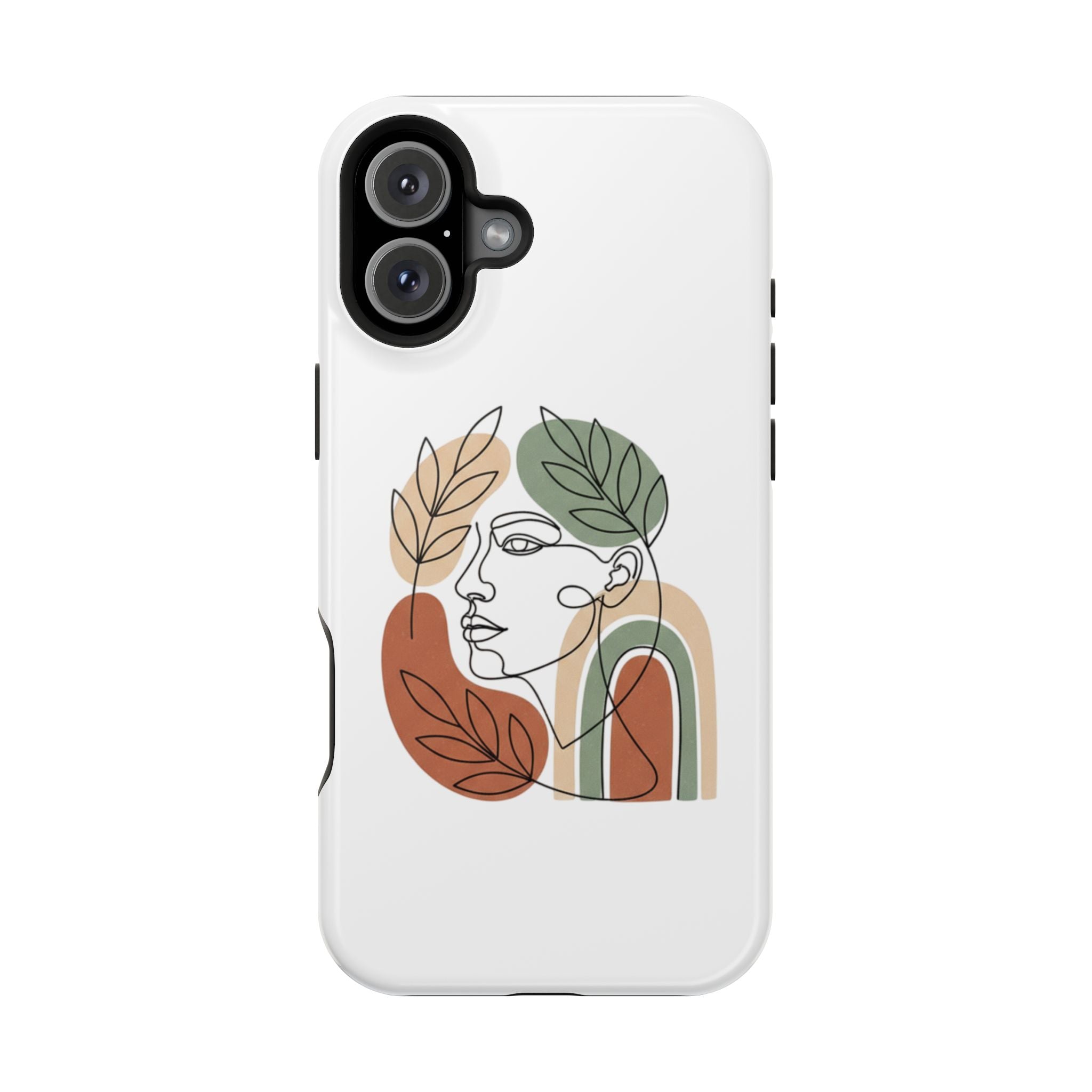 Boho Line-Face Phone Case — Terracotta Sage Minimalist Matte