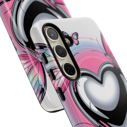 Phone Case - Y2K Aesthetic Chrome Hearts and Butterflies, Cybercore 2000s Vibe