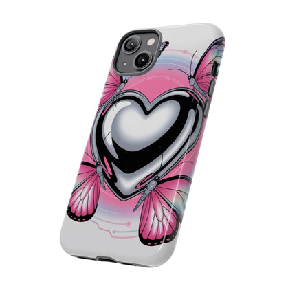 Phone Case - Y2K Aesthetic Chrome Hearts and Butterflies, Cybercore 2000s Vibe
