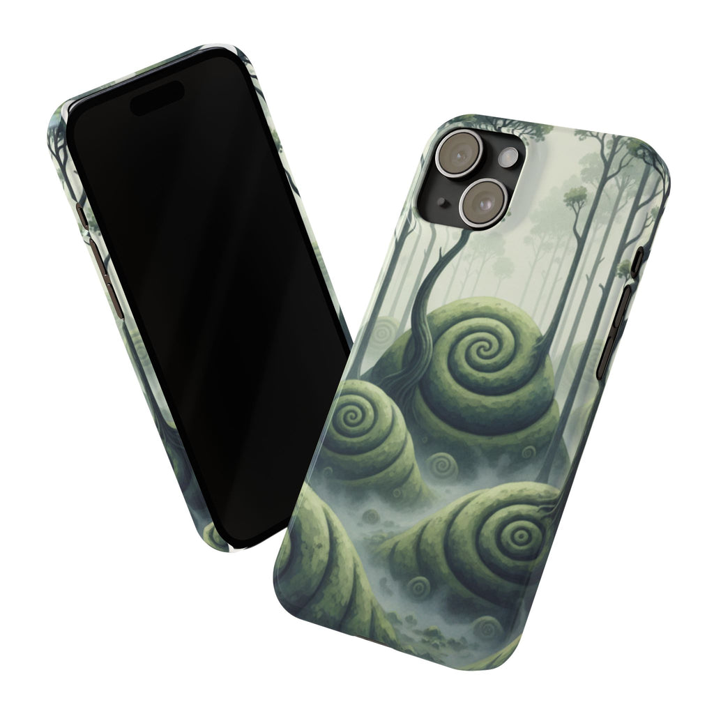 Mystical Forest Slim Phone Case — Dreamy Studio Ghibli‑Style Foggy Hills