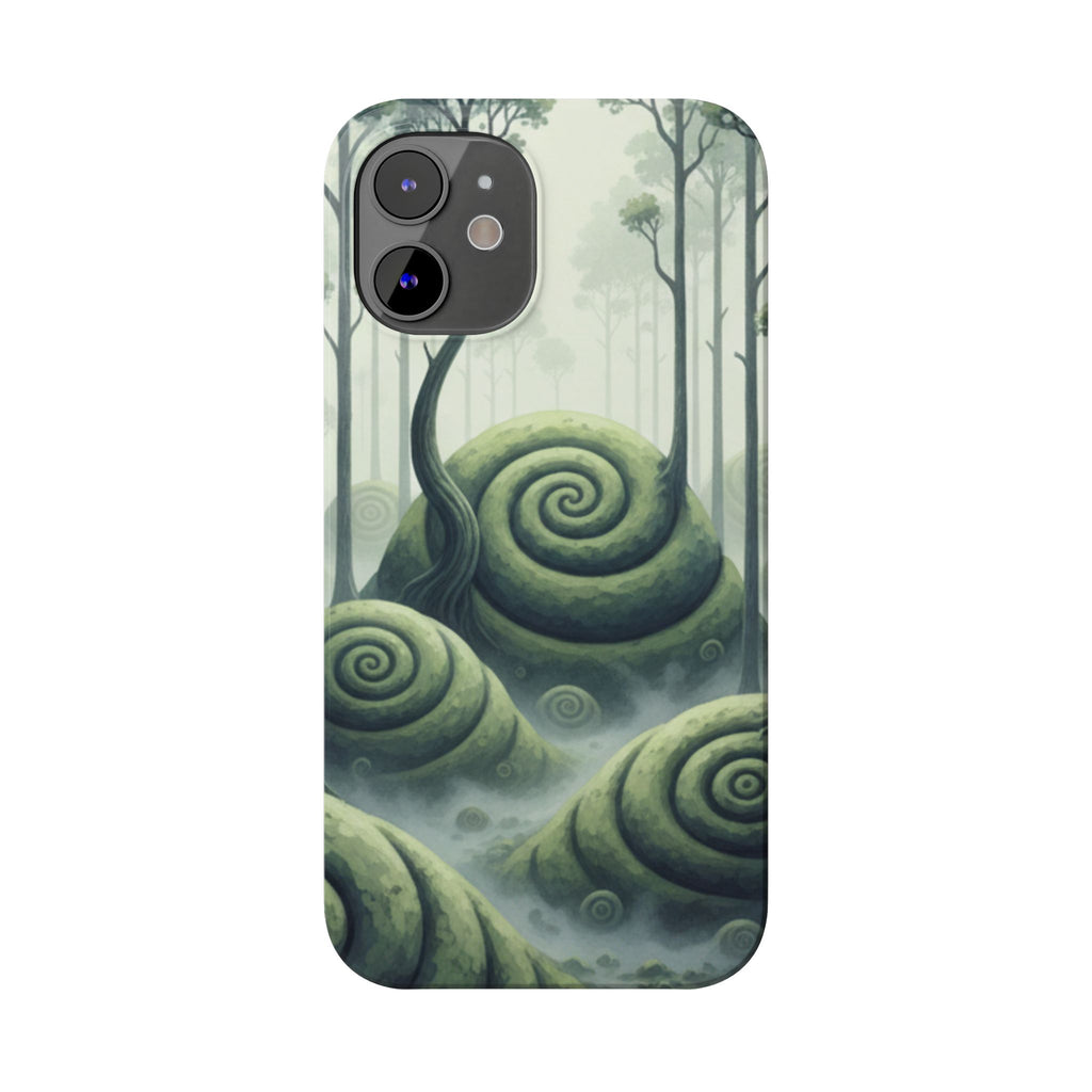 Mystical Forest Slim Phone Case — Dreamy Studio Ghibli‑Style Foggy Hills