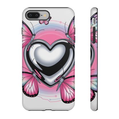 Phone Case - Y2K Aesthetic Chrome Hearts and Butterflies, Cybercore 2000s Vibe