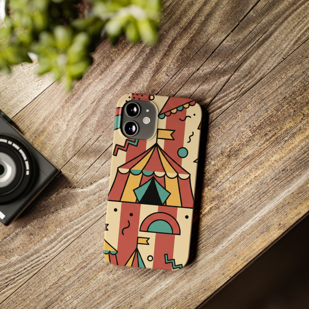 Retro Circus Stripe Slim Phone Case — Vintage 70s Memphis Geometric Design