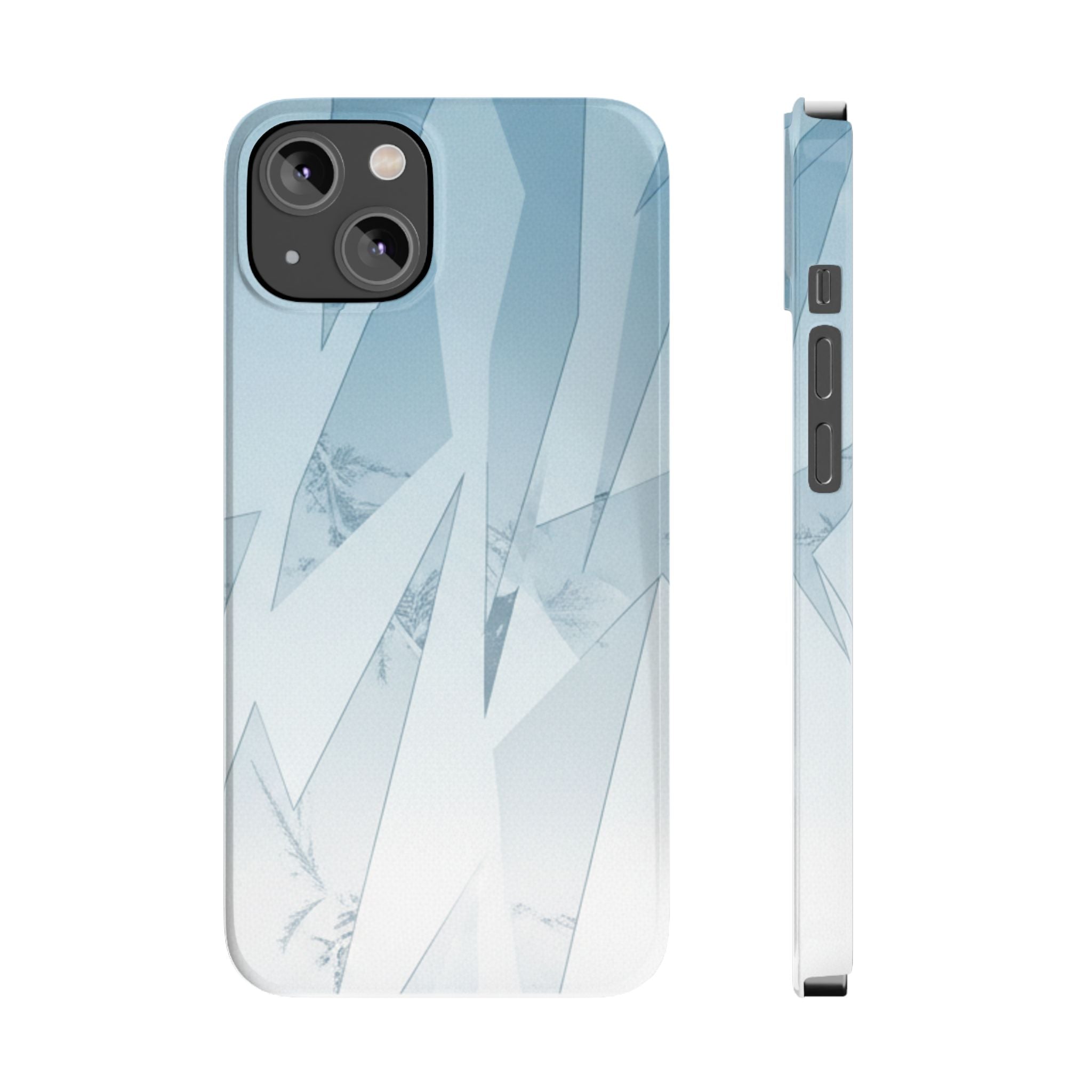 Icy Frost Minimalist Slim Phone Case — Frosted Glass Blue Gradient