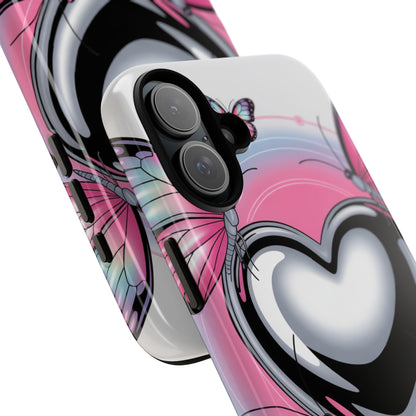Phone Case - Y2K Aesthetic Chrome Hearts and Butterflies, Cybercore 2000s Vibe