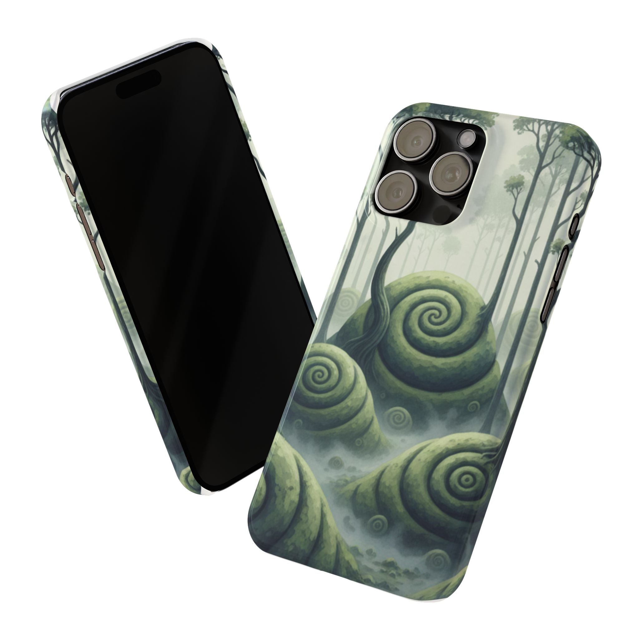 Mystical Forest Slim Phone Case — Dreamy Studio Ghibli‑Style Foggy Hills