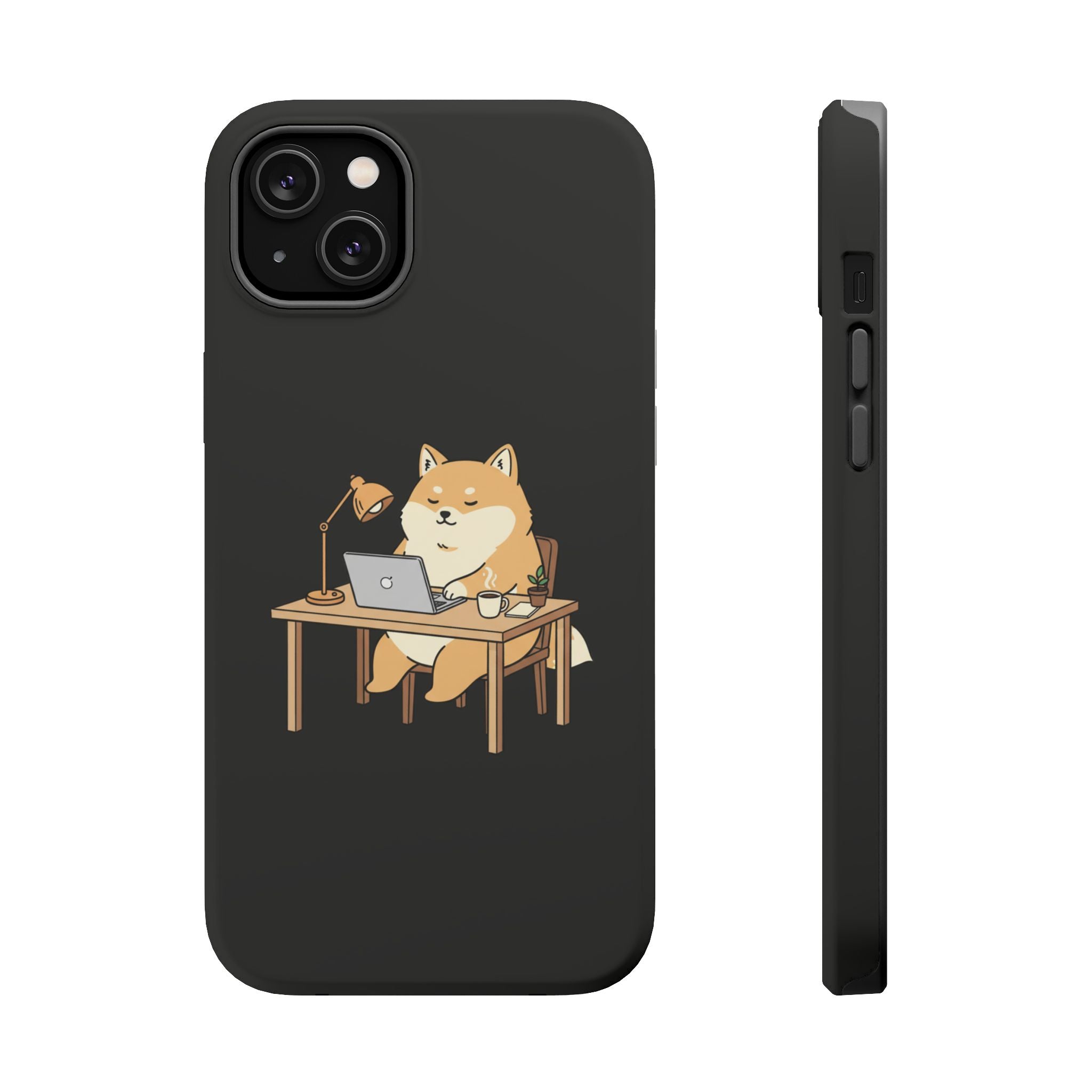 Magnetic Impact-Resistant Phone Case — Cozy Desk Animal Illustration