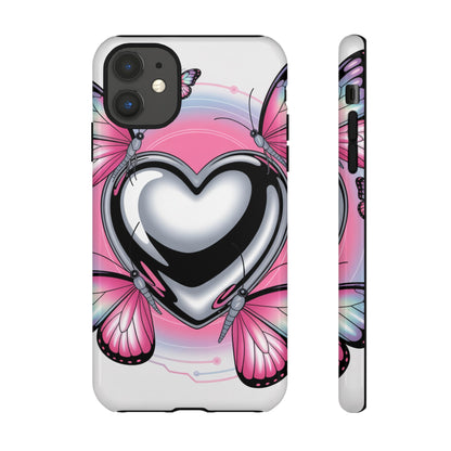 Phone Case - Y2K Aesthetic Chrome Hearts and Butterflies, Cybercore 2000s Vibe