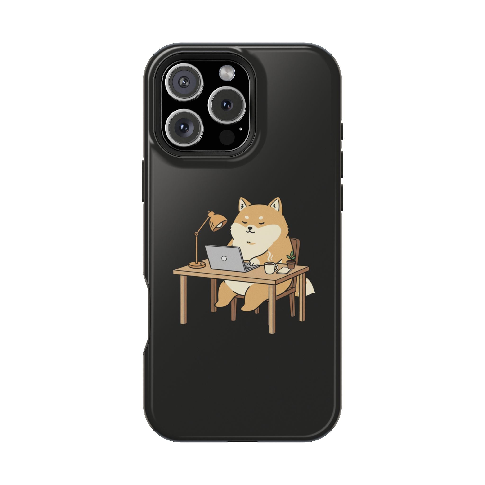 Magnetic Impact-Resistant Phone Case — Cozy Desk Animal Illustration