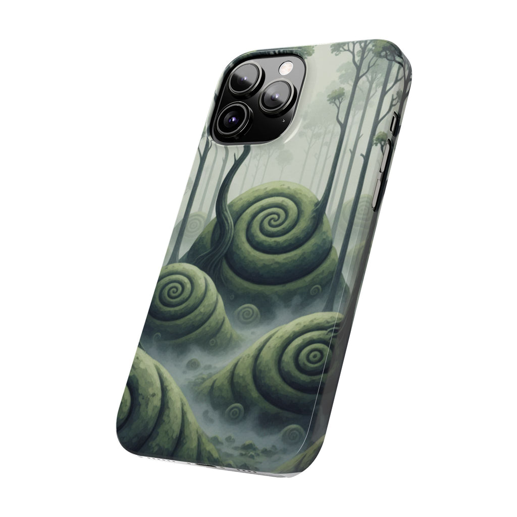 Mystical Forest Slim Phone Case — Dreamy Studio Ghibli‑Style Foggy Hills