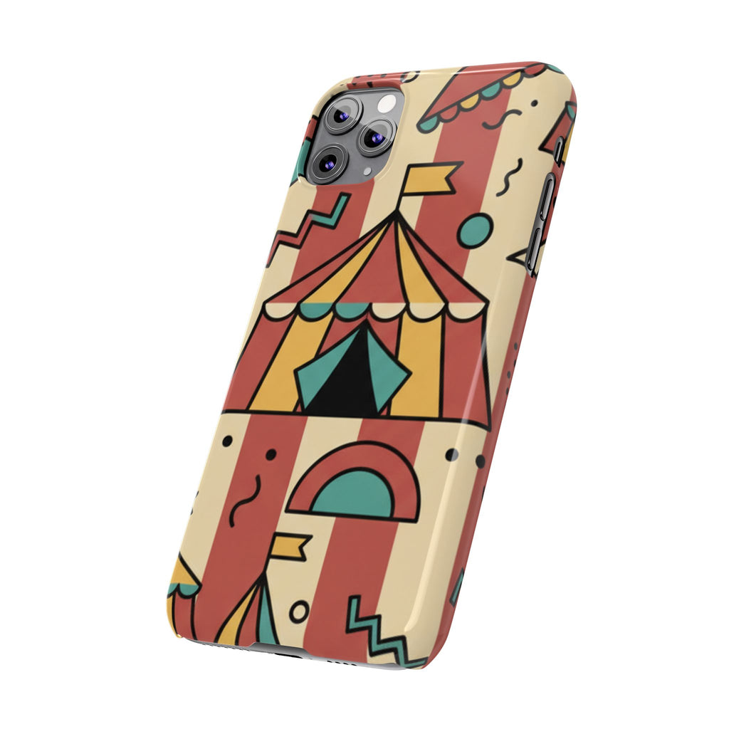 Retro Circus Stripe Slim Phone Case — Vintage 70s Memphis Geometric Design