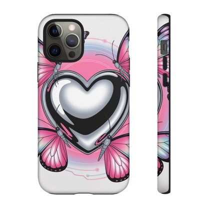 Phone Case - Y2K Aesthetic Chrome Hearts and Butterflies, Cybercore 2000s Vibe