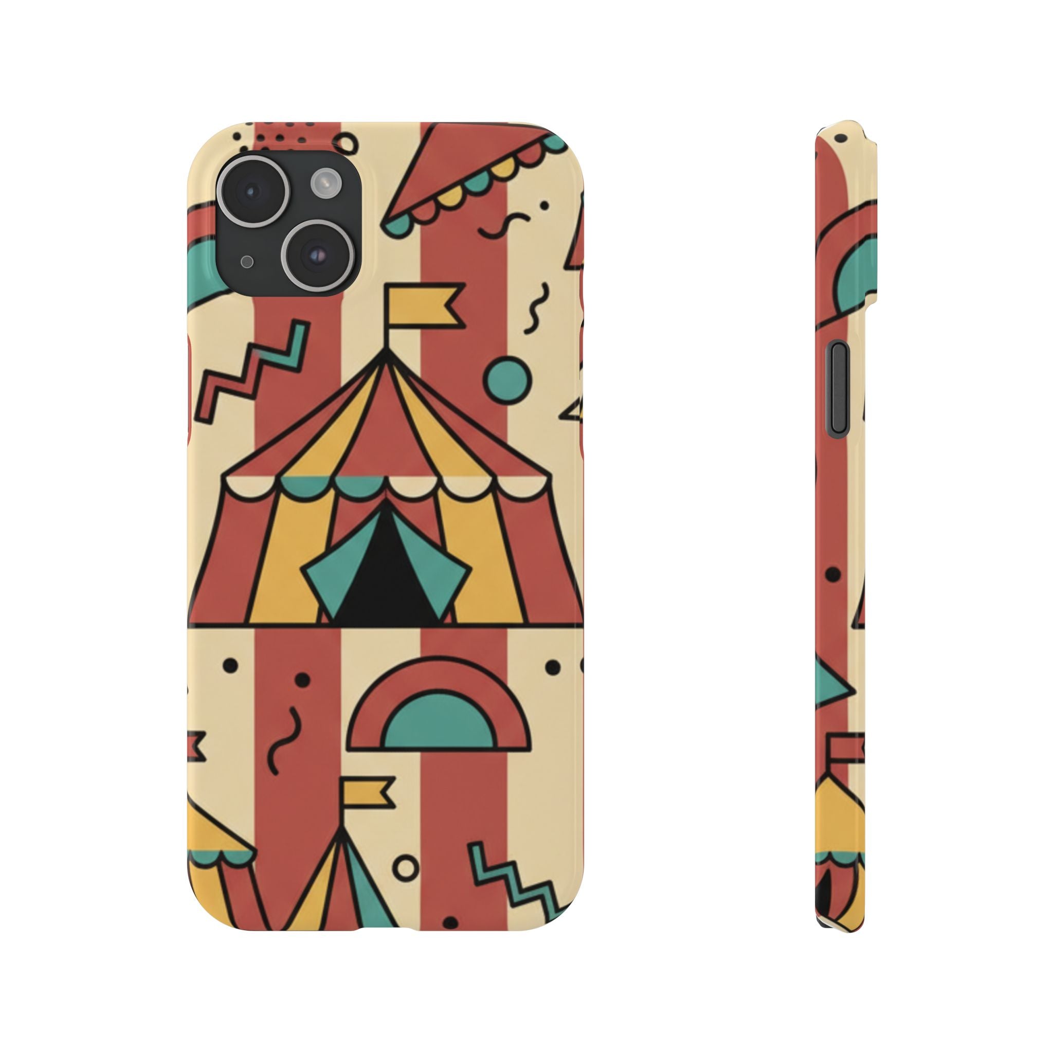Retro Circus Stripe Slim Phone Case — Vintage 70s Memphis Geometric Design