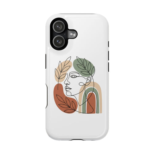 Boho Line-Face Phone Case — Terracotta Sage Minimalist Matte