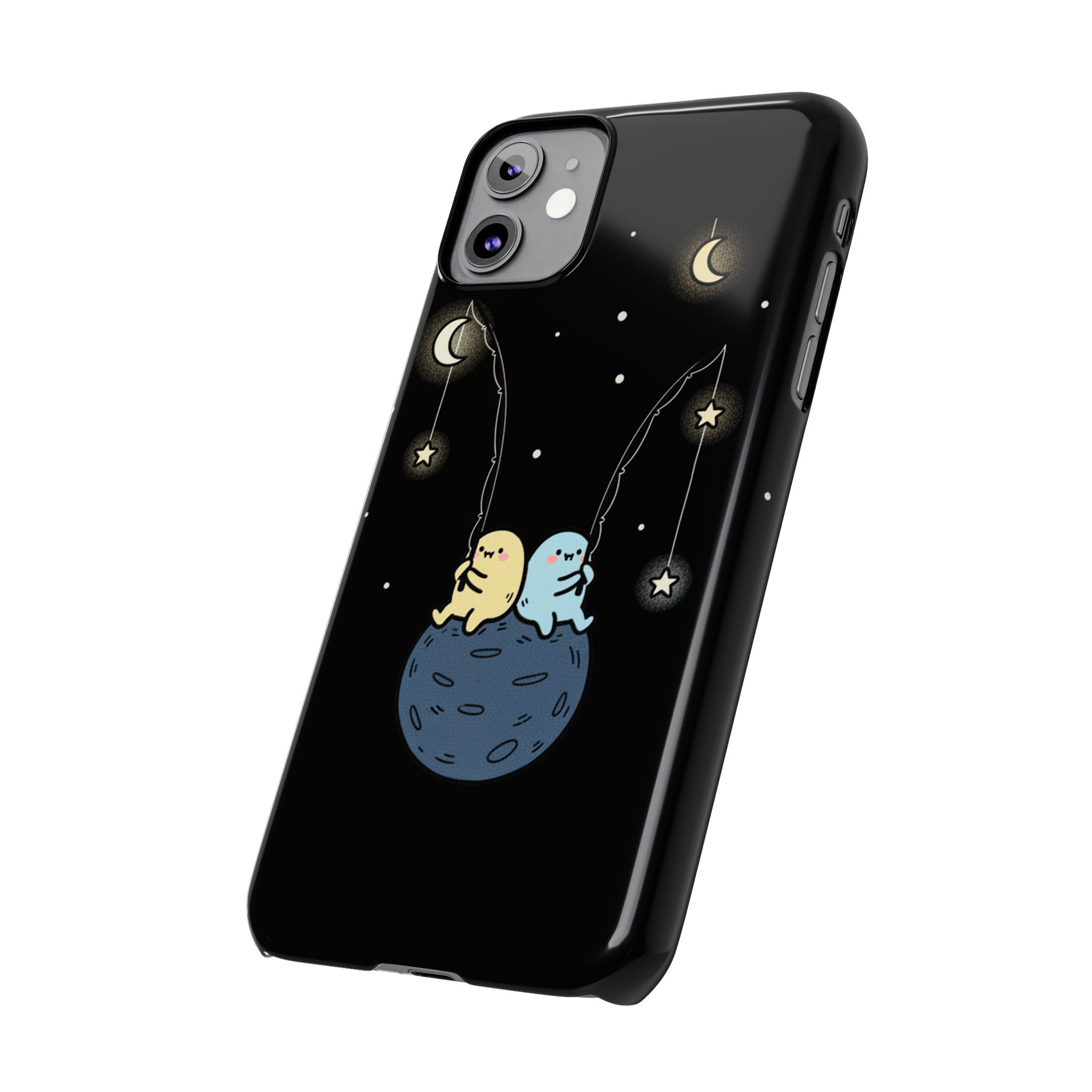 Moonlight Anglers: Whimsical Star Fishing Phone Case | Celestial Doodle Art Aesthetic
