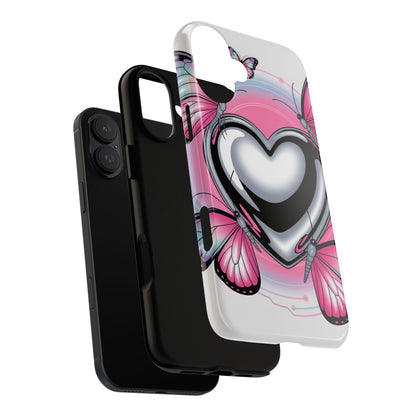 Phone Case - Y2K Aesthetic Chrome Hearts and Butterflies, Cybercore 2000s Vibe