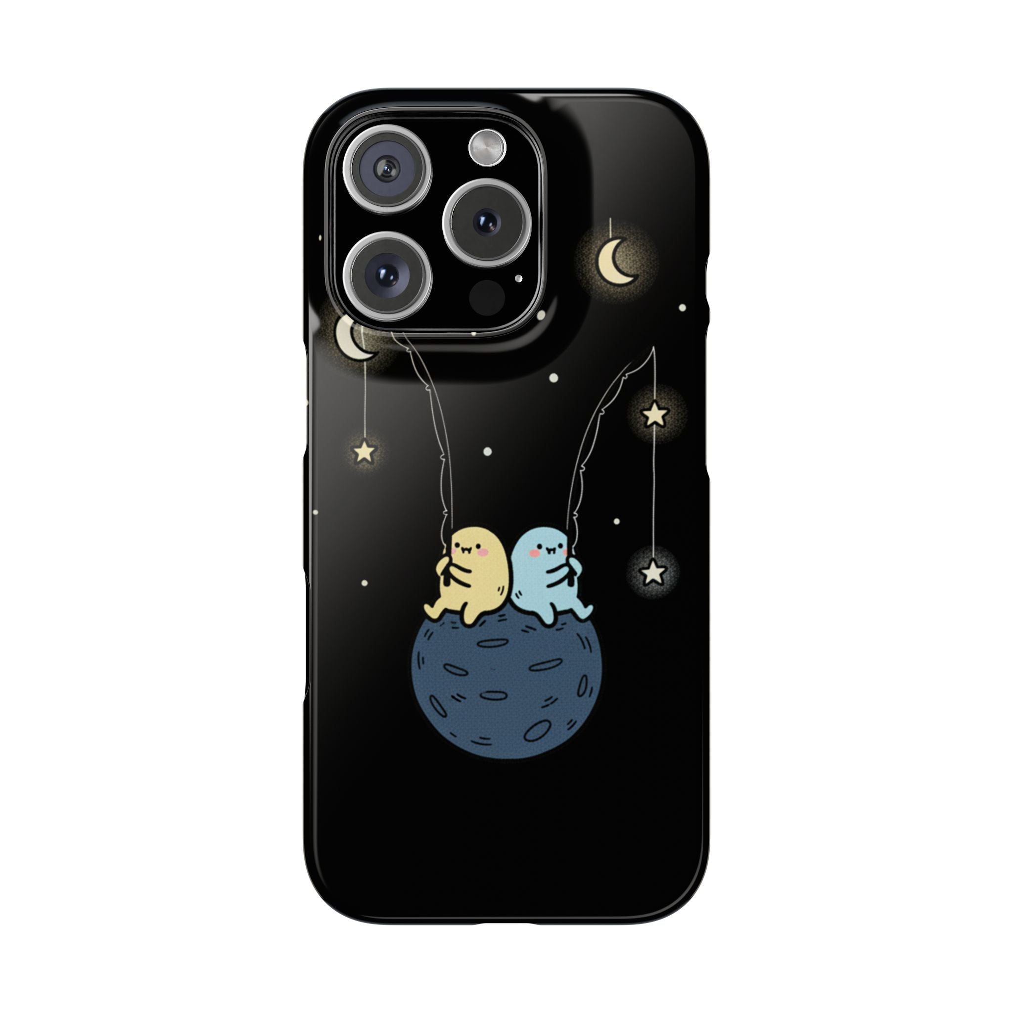 Moonlight Anglers: Whimsical Star Fishing Phone Case | Celestial Doodle Art Aesthetic