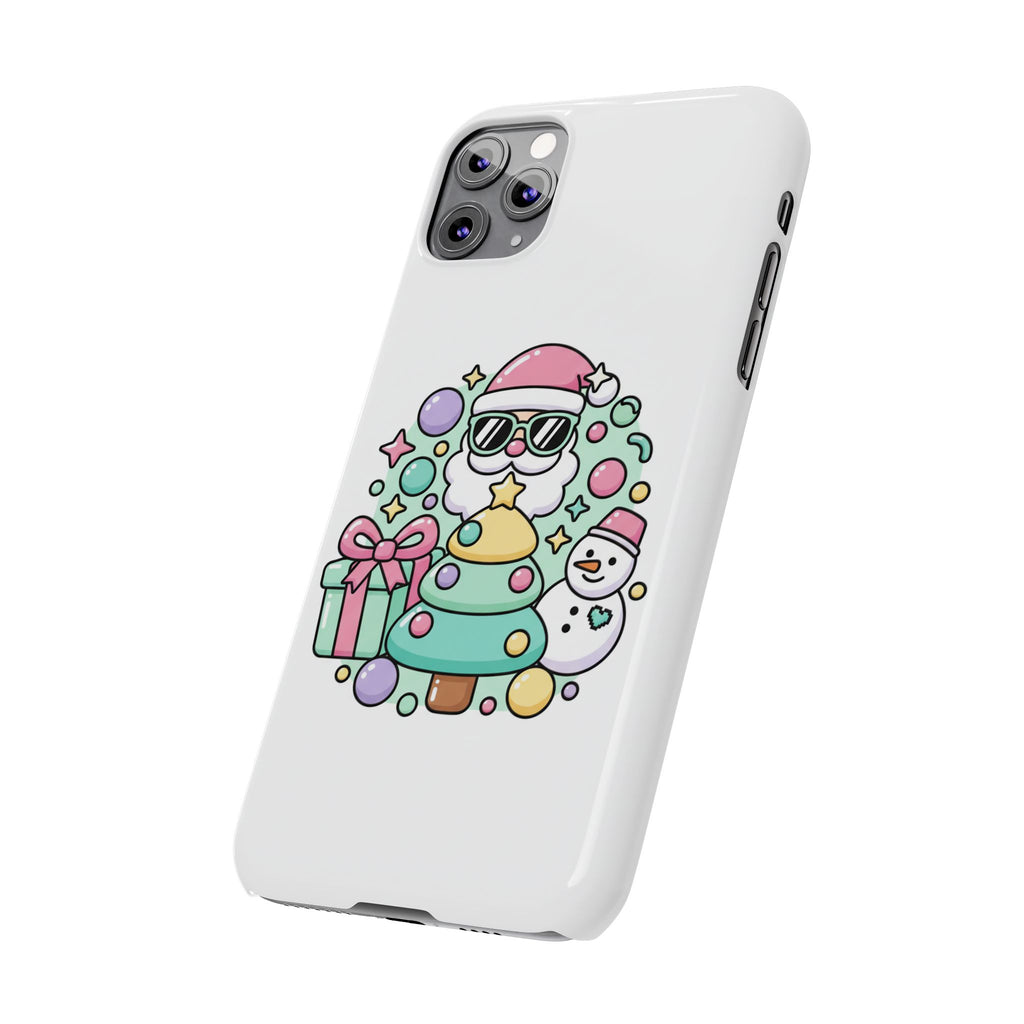 Y2K-Inspired Christmas Phone Case — Playful Bubble Icons & Stars