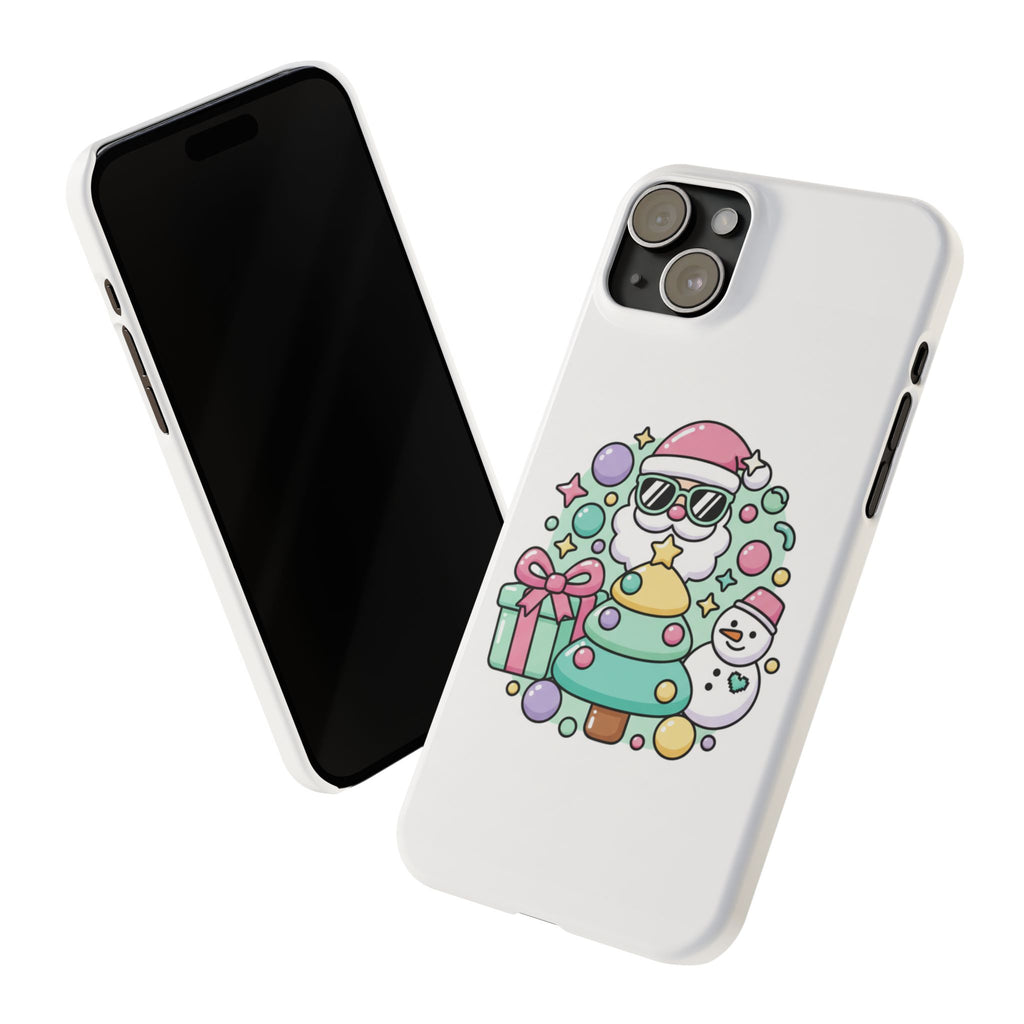 Y2K-Inspired Christmas Phone Case — Playful Bubble Icons & Stars