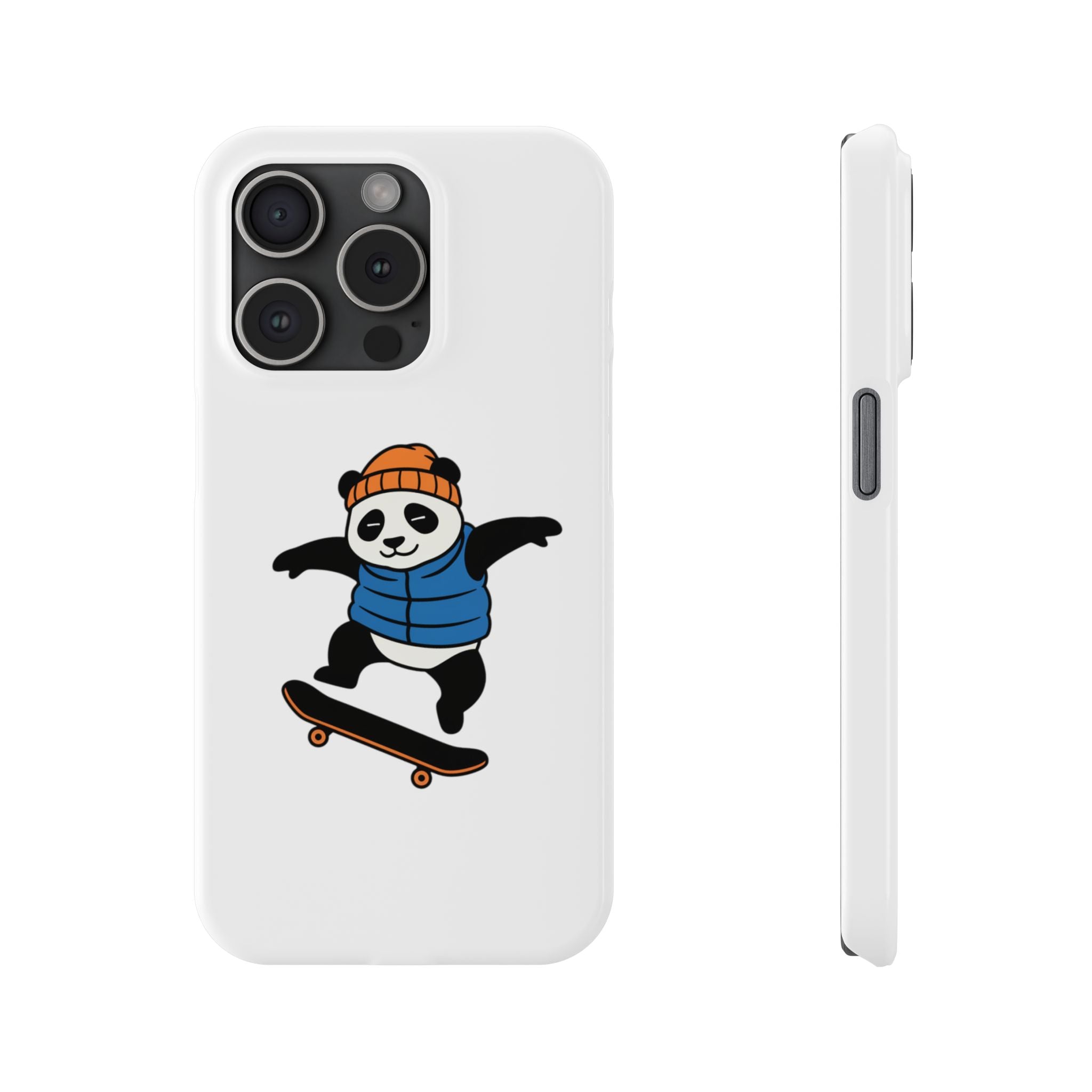 Streetwise Panda: Minimalist Skater Kickflip Graphic Case | Urban Streetwear Cartoon Collection