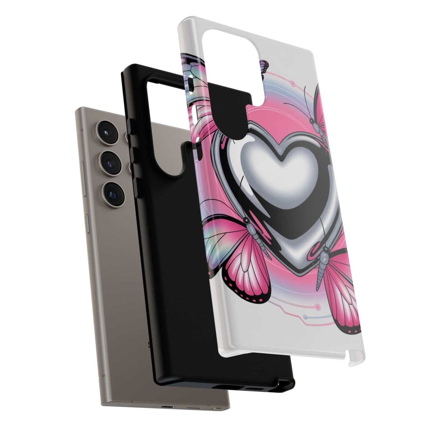 Phone Case - Y2K Aesthetic Chrome Hearts and Butterflies, Cybercore 2000s Vibe