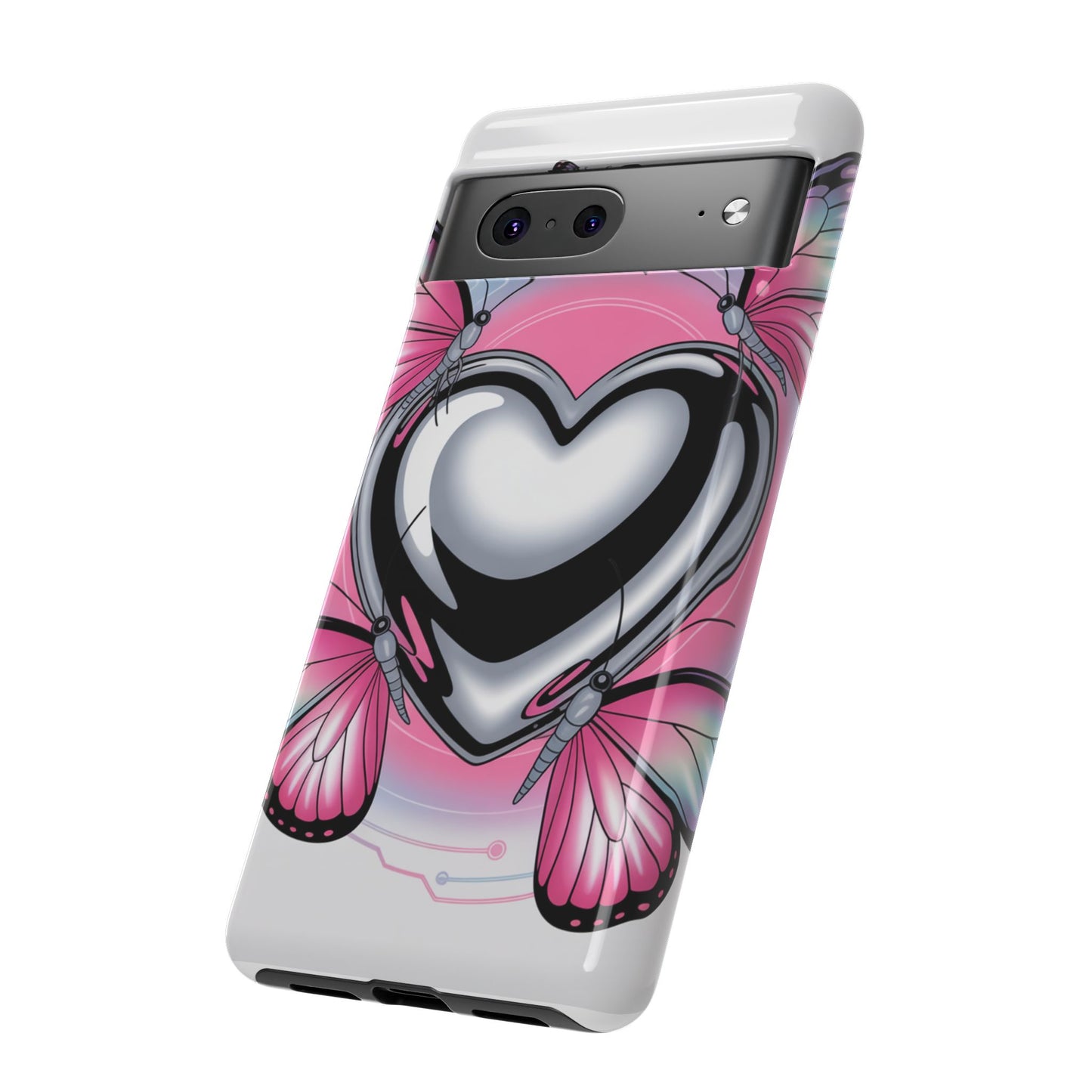 Phone Case - Y2K Aesthetic Chrome Hearts and Butterflies, Cybercore 2000s Vibe