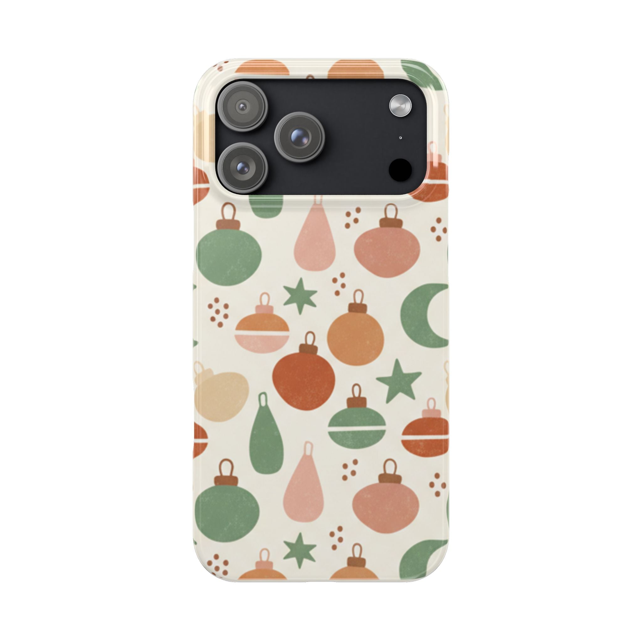 Holiday Ornament Pattern Slim Phone Case — Retro Christmas Baubles Design