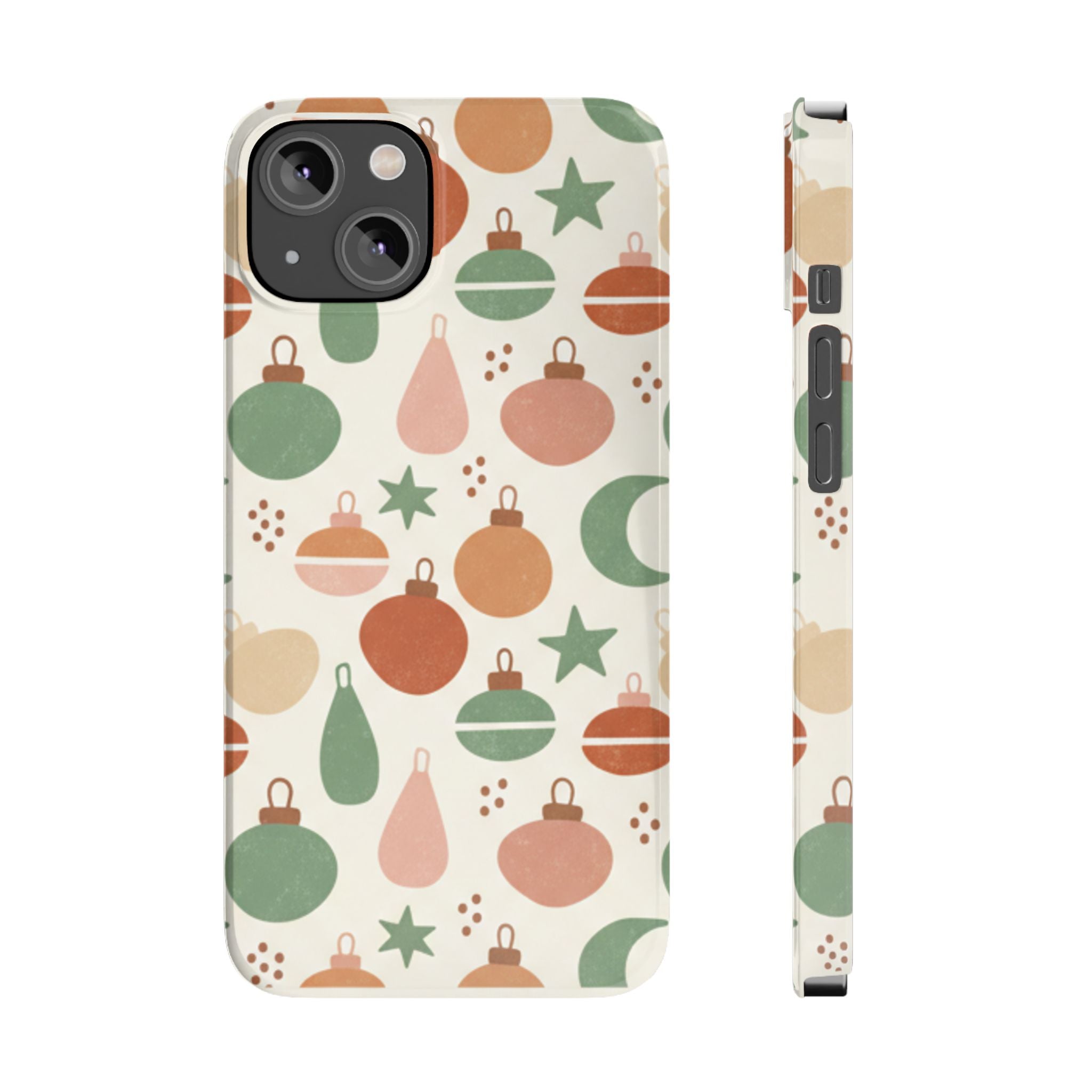 Holiday Ornament Pattern Slim Phone Case — Retro Christmas Baubles Design