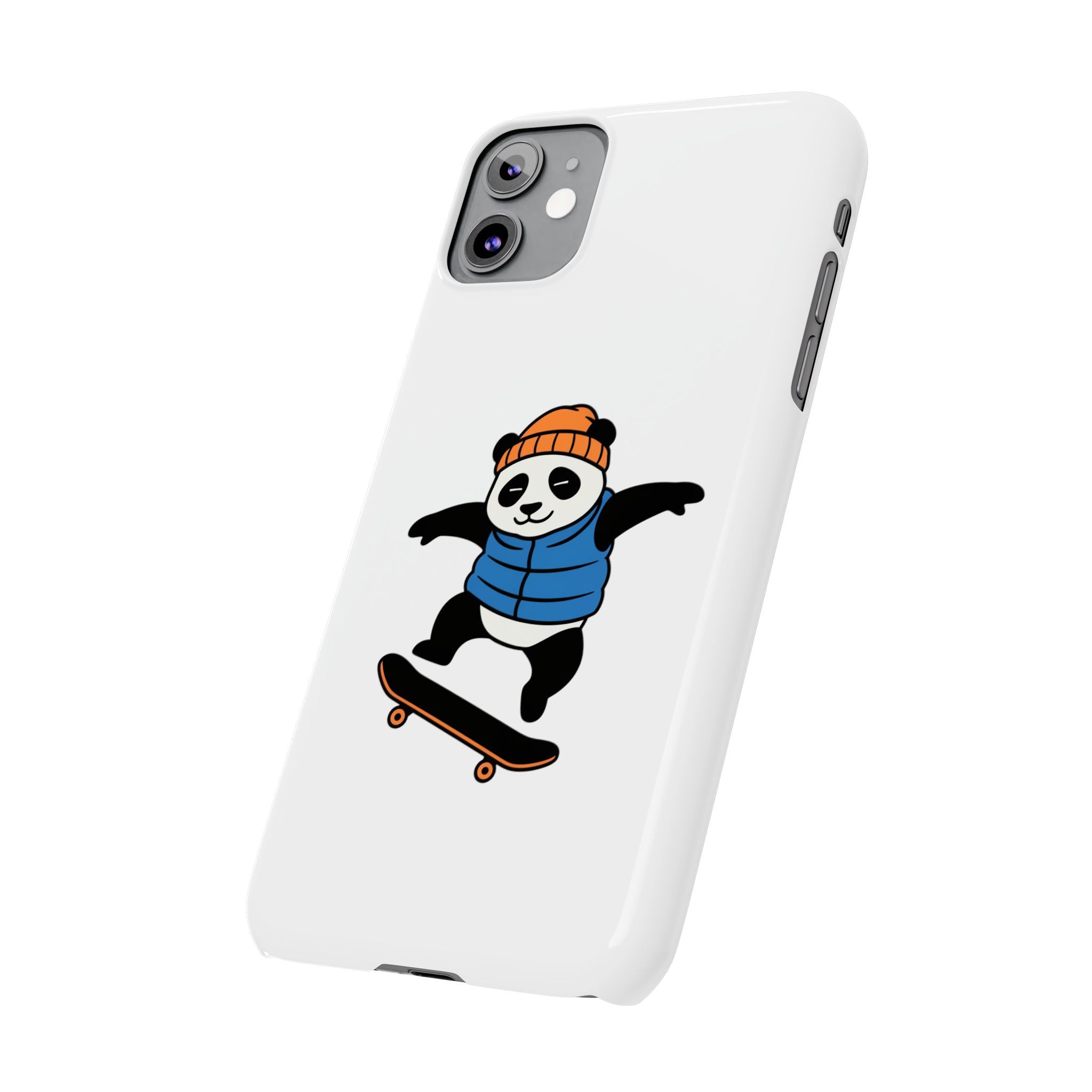 Streetwise Panda: Minimalist Skater Kickflip Graphic Case | Urban Streetwear Cartoon Collection