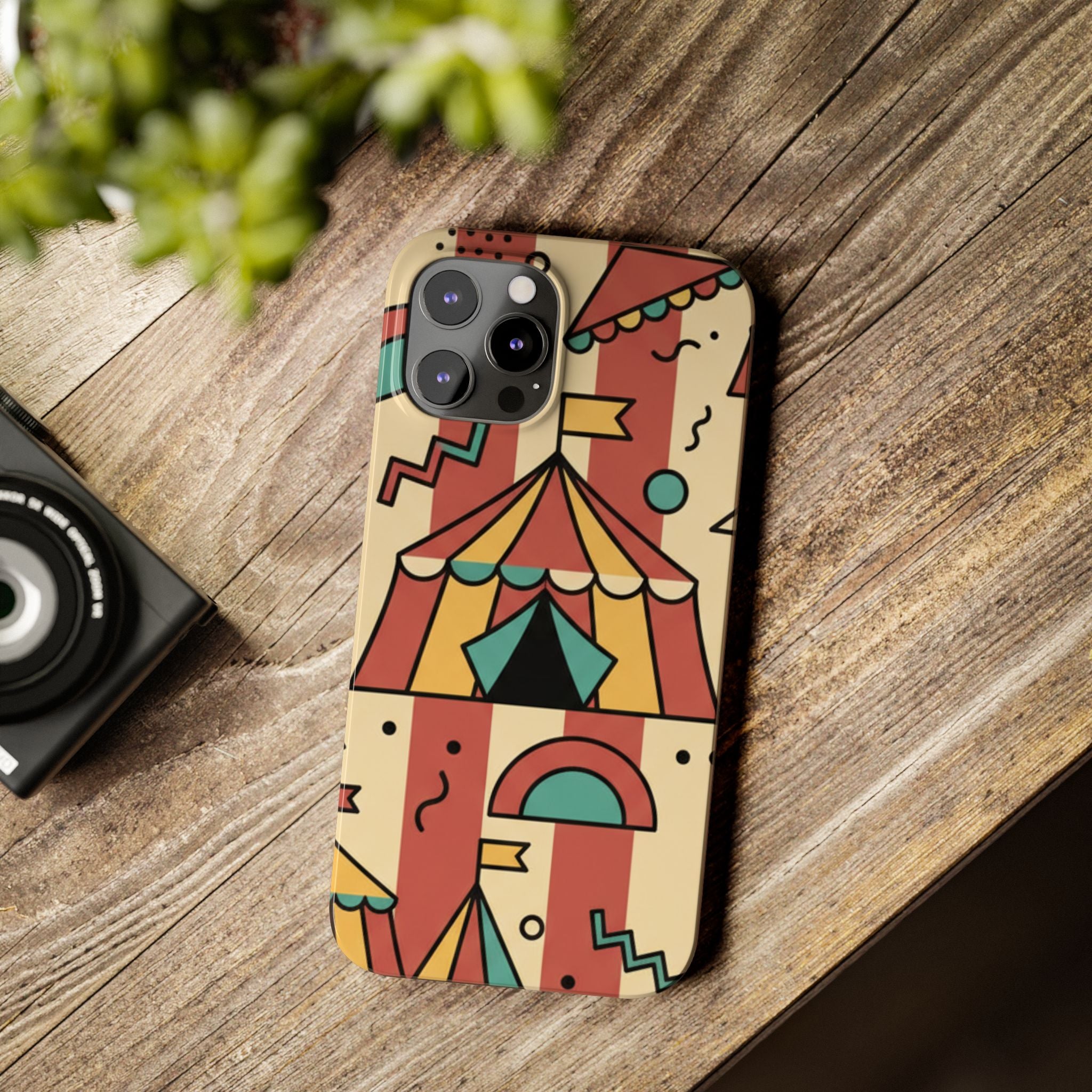 Retro Circus Stripe Slim Phone Case — Vintage 70s Memphis Geometric Design