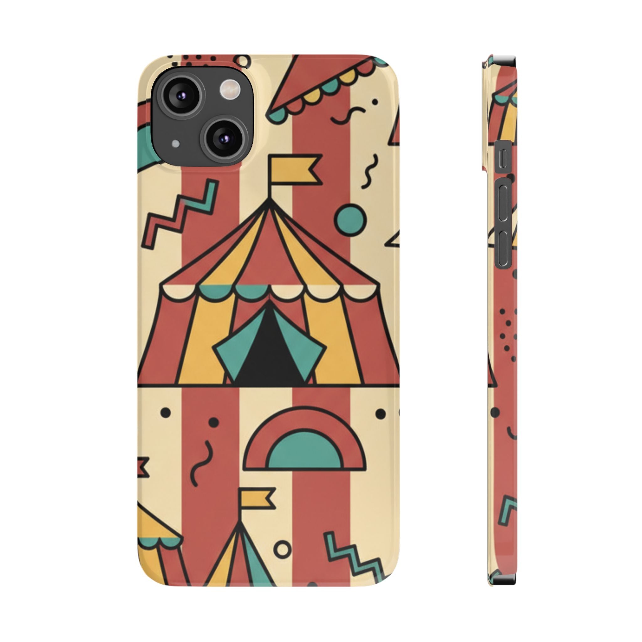 Retro Circus Stripe Slim Phone Case — Vintage 70s Memphis Geometric Design