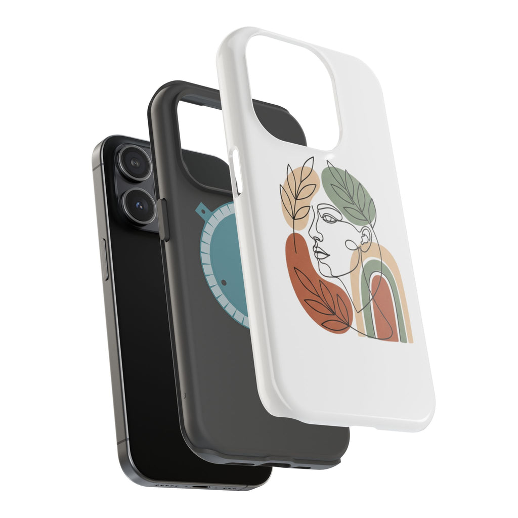 Boho Line-Face Phone Case — Terracotta Sage Minimalist Matte