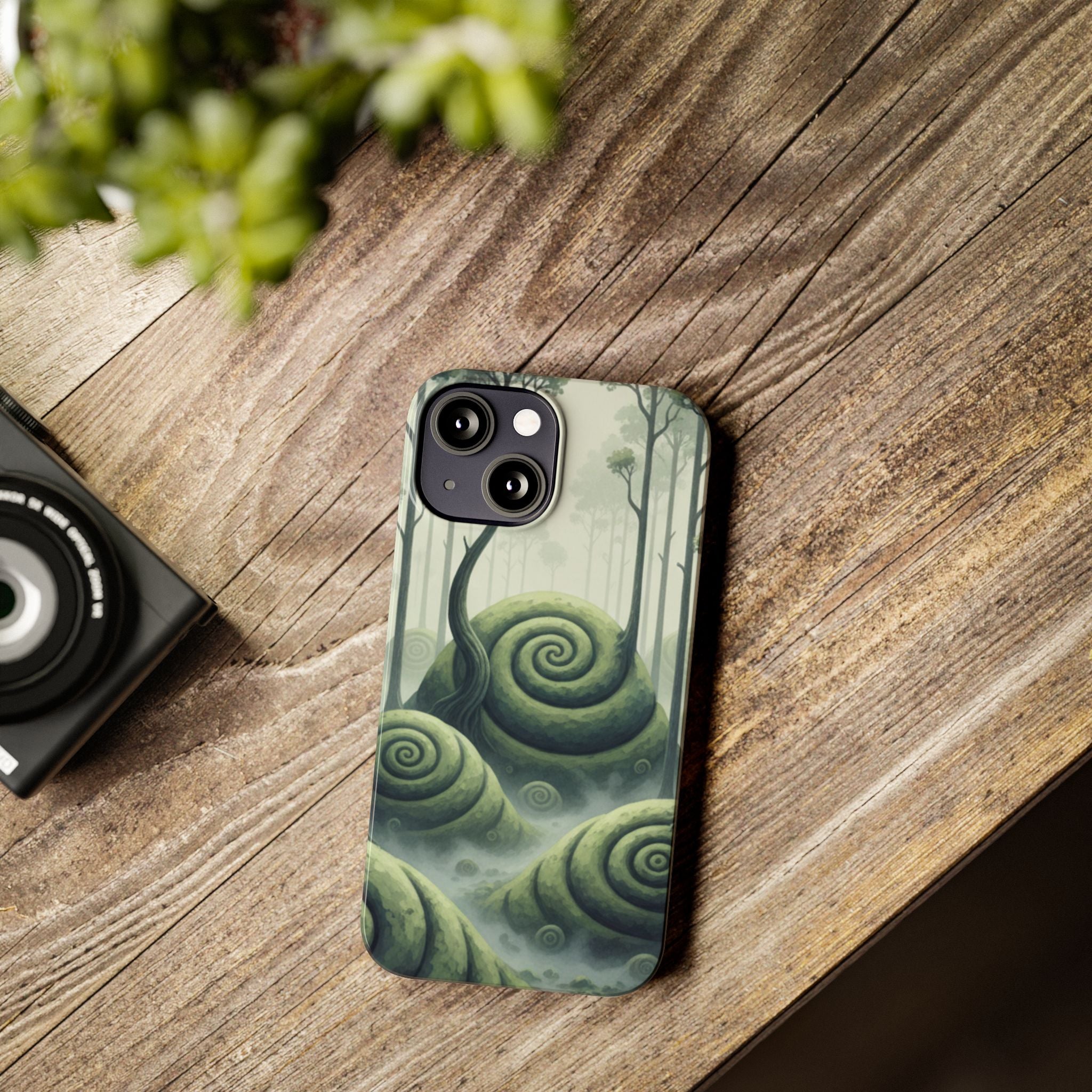 Mystical Forest Slim Phone Case — Dreamy Studio Ghibli‑Style Foggy Hills