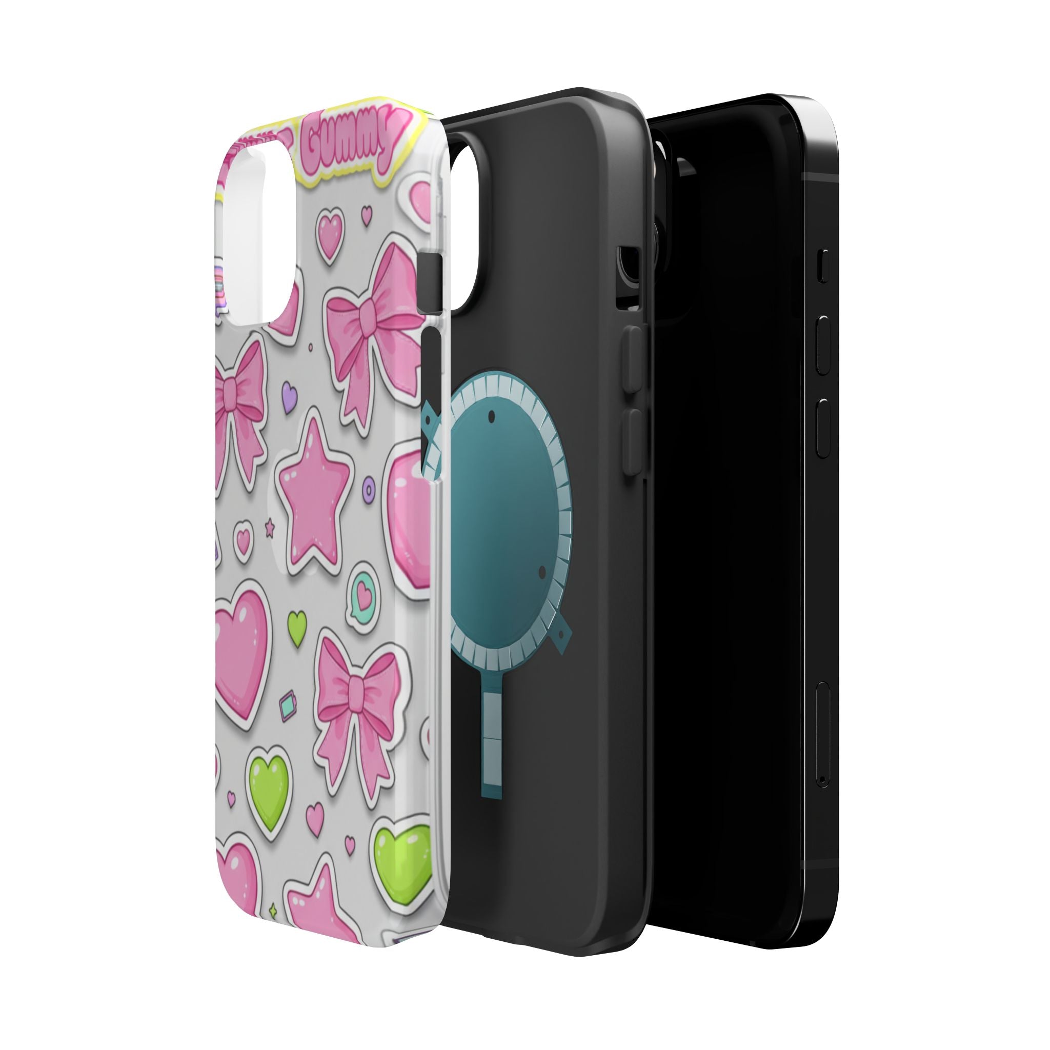 Gimme Gummy Pastel Phone Case — Pink Bows & Lime Hearts Y2K Design