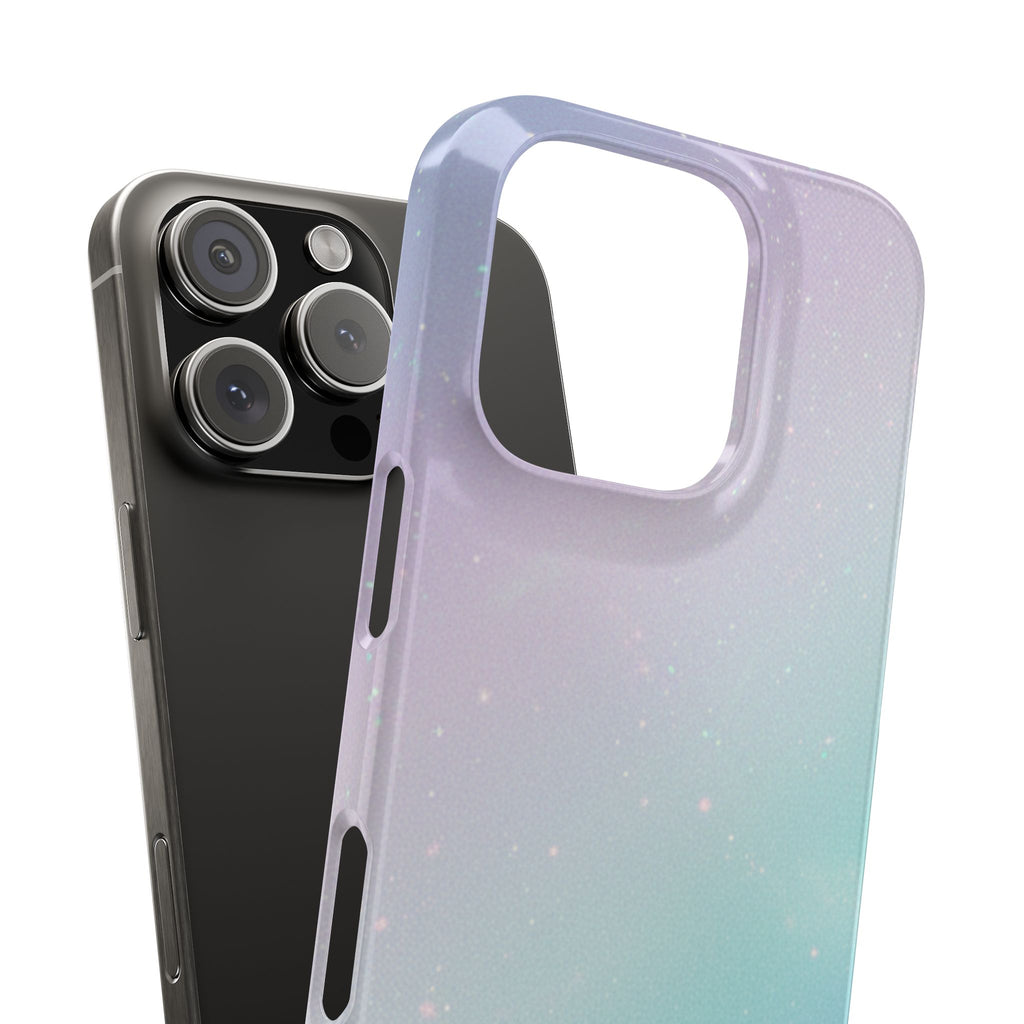 Opalescent Cosmic Slim Phone Case — Shimmering Moon Dust Purple & Blue Gradient