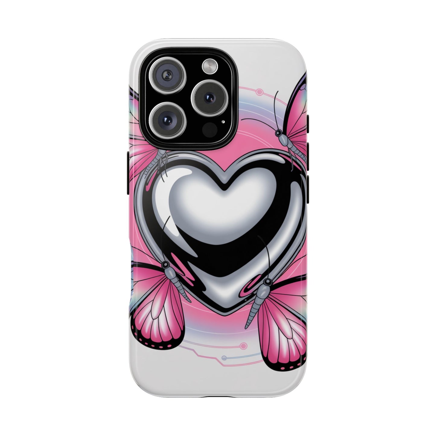 Phone Case - Y2K Aesthetic Chrome Hearts and Butterflies, Cybercore 2000s Vibe