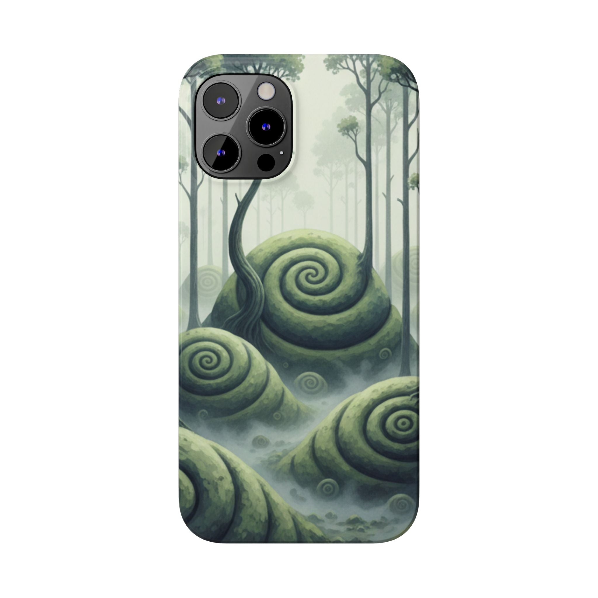 Mystical Forest Slim Phone Case — Dreamy Studio Ghibli‑Style Foggy Hills