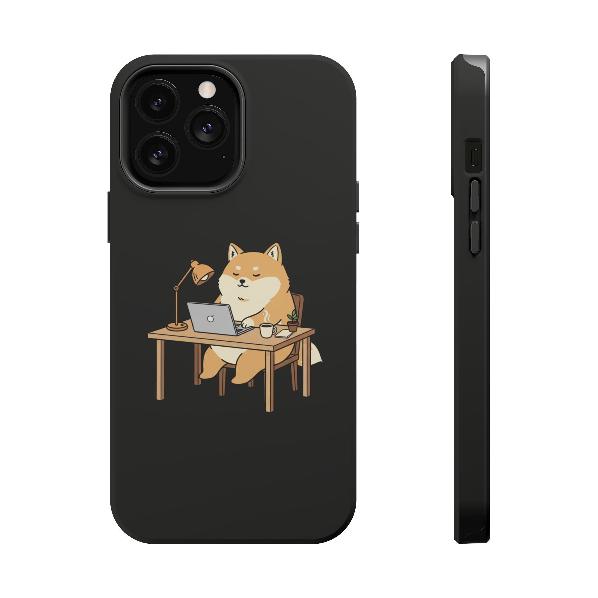 Magnetic Impact-Resistant Phone Case — Cozy Desk Animal Illustration