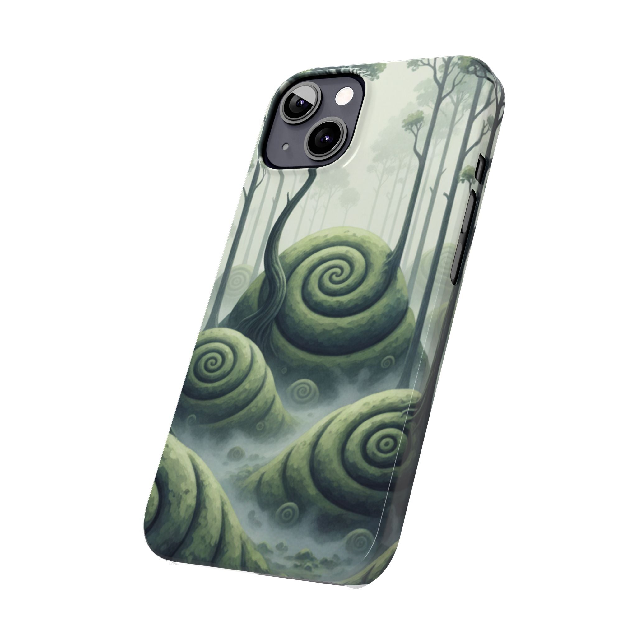 Mystical Forest Slim Phone Case — Dreamy Studio Ghibli‑Style Foggy Hills