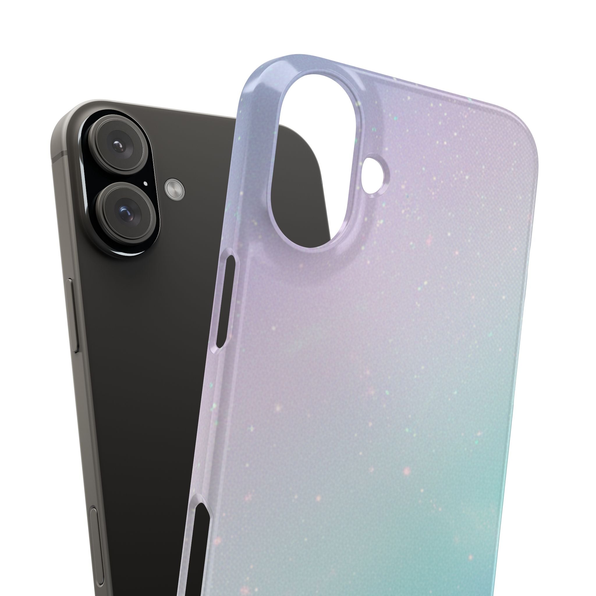 Opalescent Cosmic Slim Phone Case — Shimmering Moon Dust Purple & Blue Gradient