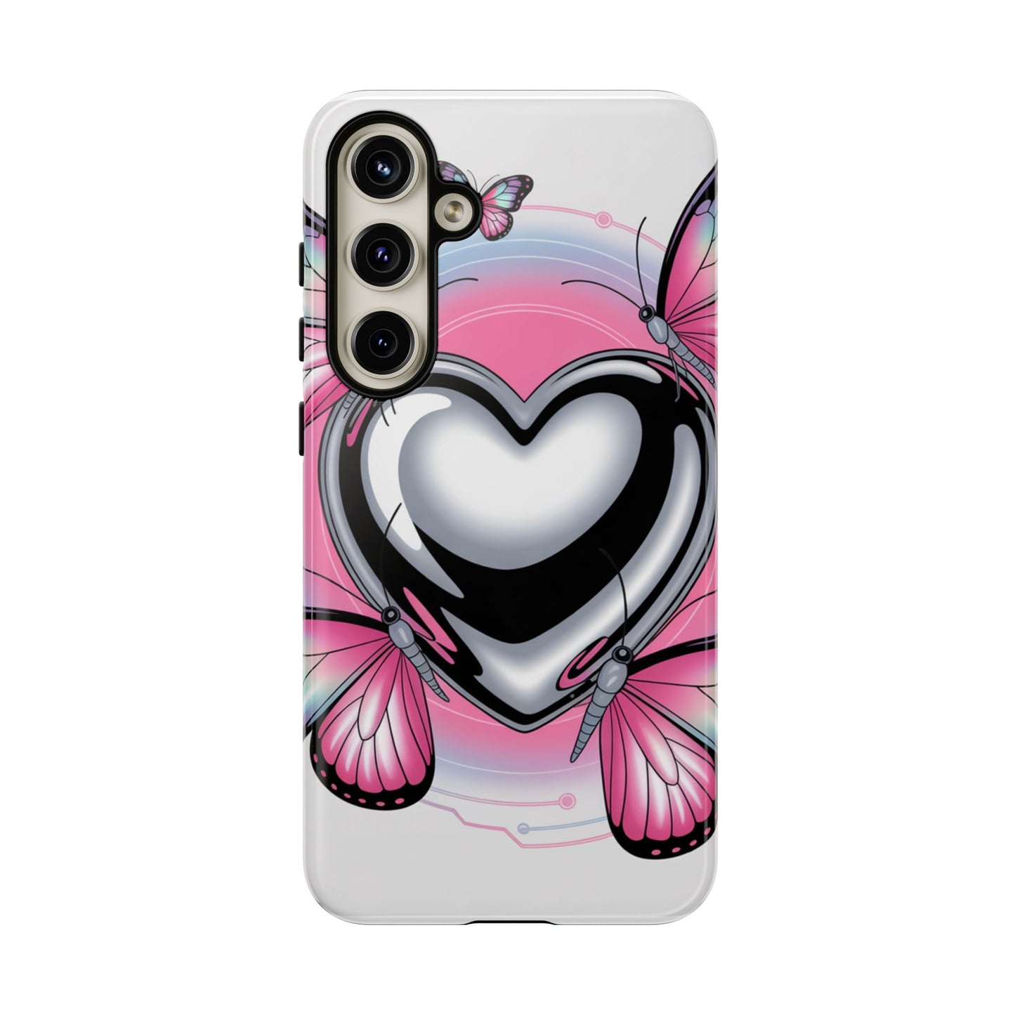 Phone Case - Y2K Aesthetic Chrome Hearts and Butterflies, Cybercore 2000s Vibe