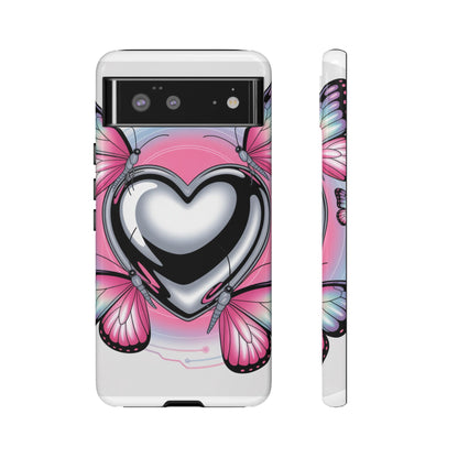 Phone Case - Y2K Aesthetic Chrome Hearts and Butterflies, Cybercore 2000s Vibe